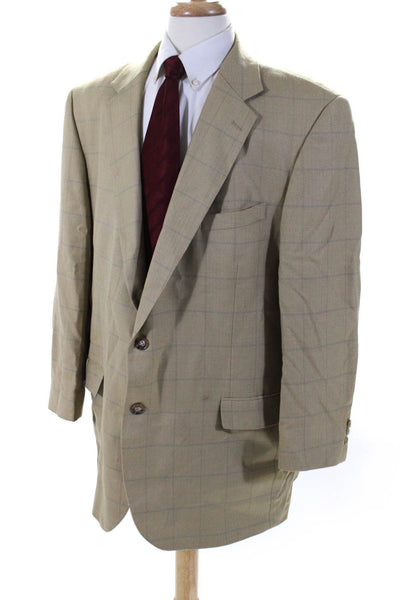 Alan Flusser Men's Collar Long Sleeves Line Two Button Jacket Plaid Size 48