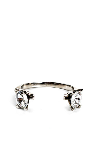 Louis Vuitton Womens Womens Silver Tone Double Crystal V Cuff Bracelet E2300049