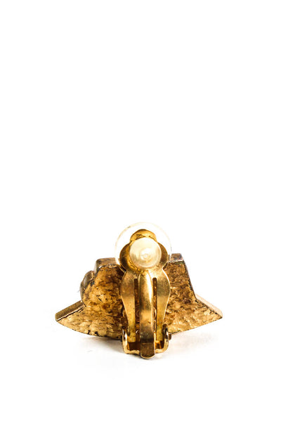 Chanel Womens Womens Gold Tone Black Enamel Faux Pearl Hat Earrings E2300110