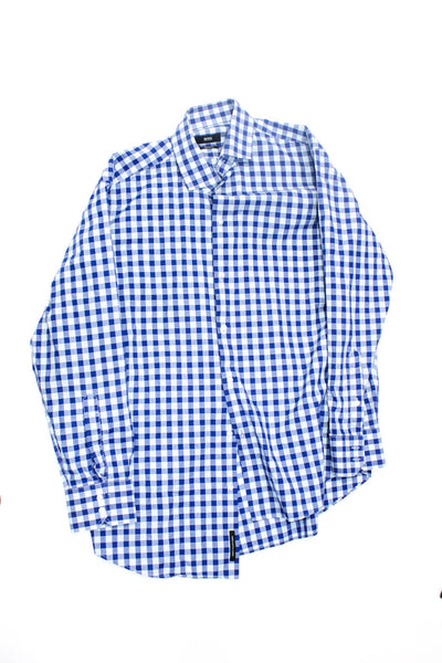 Boss Hugo Boss Empresa Mens Checker Buttoned Shirts Blue Size 16/41 17/43 Lot 2