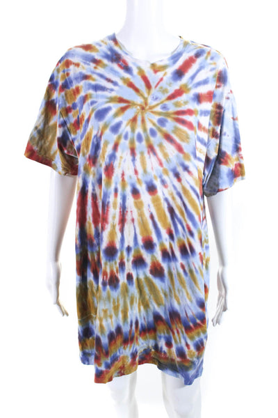 Raquel Allegra Women's Cotton Tie-Dye Print Short Sleeve T-shirt Dress Multicolo