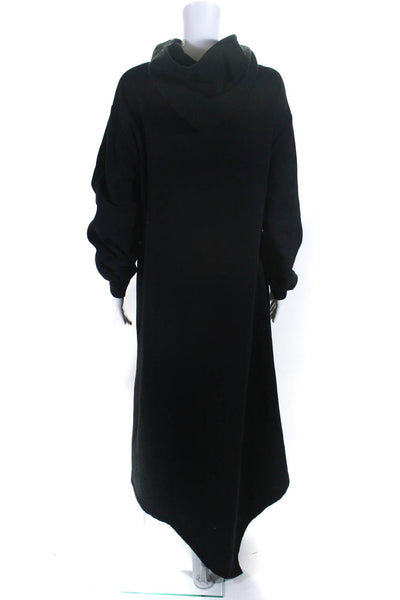 Balenciaga Womens Long Sleeve Asymmetrical Cotton Hoodie Dress Black Size FR 34