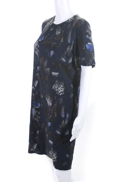 Akris Punto Women's Short Sleeve Printed Wool Sheath Dress Navy Size 4