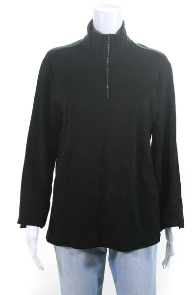 Ralph Lauren Purple Label Women's 1/4 Zip Cotton Pullover Sweater Black Size M