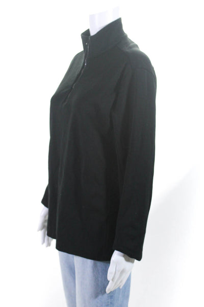 Ralph Lauren Purple Label Women's 1/4 Zip Cotton Pullover Sweater Black Size M