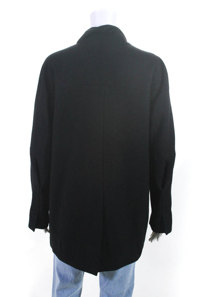 Julien David Women's Double Breasted Wool Coat Black Size L