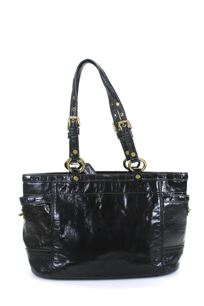 Coach Women's Patent Leather Top Handle Shoulder Bag Black