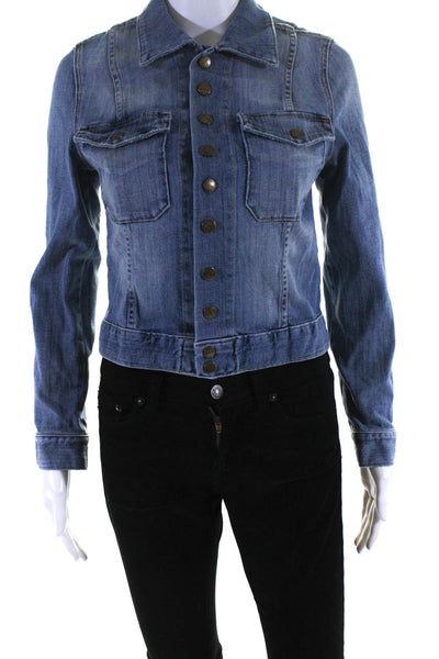 Current/Elliott Women's Long Sleeve Button Up Medium Wash Jean Jacket Size 1