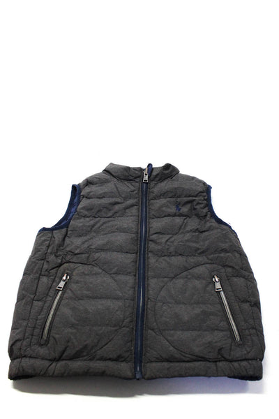 Polo Ralph Lauren Boys Front Zip Down Quilted Reversible Vest Jacket Blue Gray 5