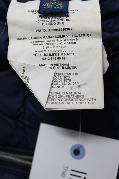 Polo Ralph Lauren Boys Front Zip Down Quilted Reversible Vest Jacket Blue Gray 6