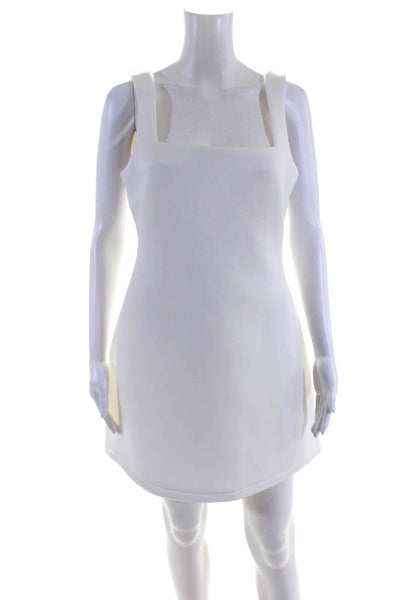 Cynthia Rowley Womens Square Neck Sleeveless Zip Up Mini Dress White Size 6