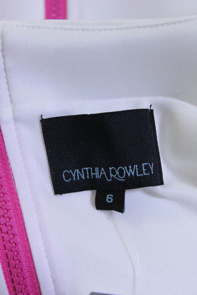 Cynthia Rowley Womens Square Neck Sleeveless Zip Up Mini Dress White Size 6