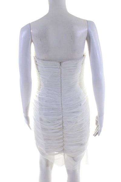 Majorelle Womens Ruched Sweetheart Neck Strapless Zip Up Mini Dress White Size M