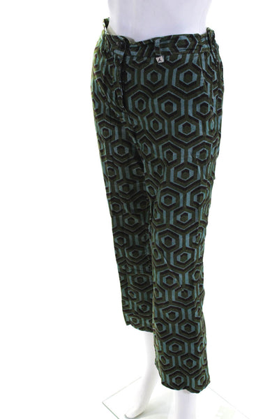 Myths Womens Cotton Corduroy High Rise Straight Leg Pants Green Size 40