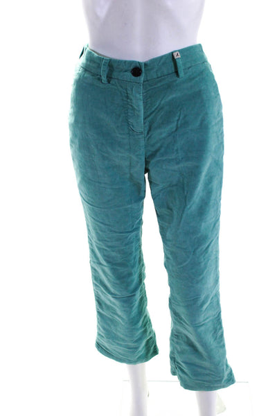 Myths Womens Cotton Corduroy High Rise Zip Up Straight Leg Pants Teal Size 40