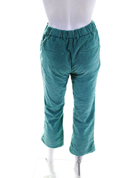 Myths Womens Cotton Corduroy High Rise Zip Up Straight Leg Pants Teal Size 40