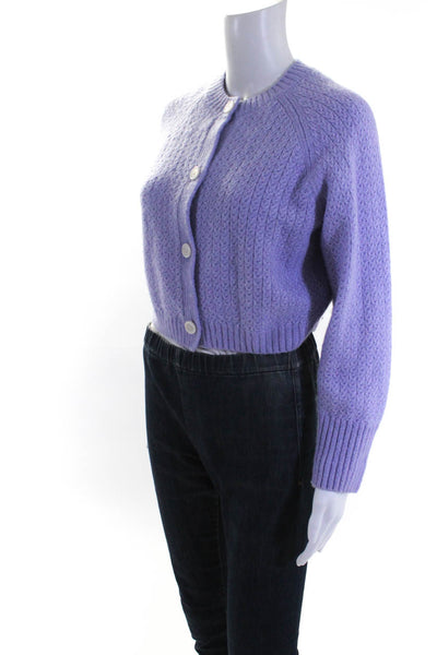 & Other Stories Womens Cable Knit Wool Button Up Cardigan Sweater Purple Size XS