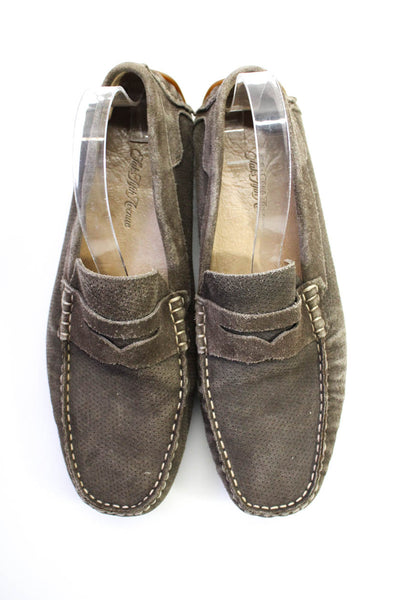 Saks Fifth Avenue Mens Square Toe Rubber Sole Loafers Slip-Ons Brown Size 8