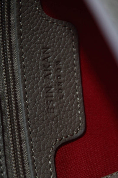 Esin Akan Womens Leather Magnetic Flapped Buckled Strap Crossbody Handbag Beige