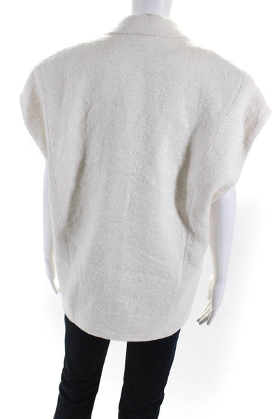 IRO Womens Cotton Textured Sleeveless Collared One-Button Blazer White Size 32