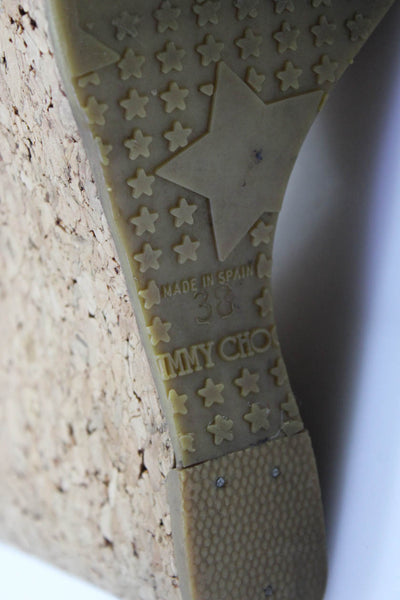 Jimmy Choo Womens Crossed Strap Open Toe Platform Wedge Heels Yellow Size EUR38