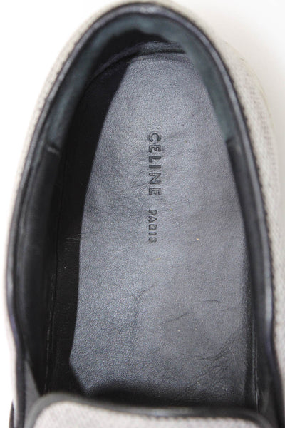 Celine Womens Check Print Platform Slip On Shoes White Black Size 8US 38EU