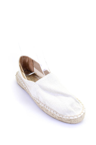 Nanos Womens Slip On Round Toe Espadrilles Loafers White Cotton Size 34