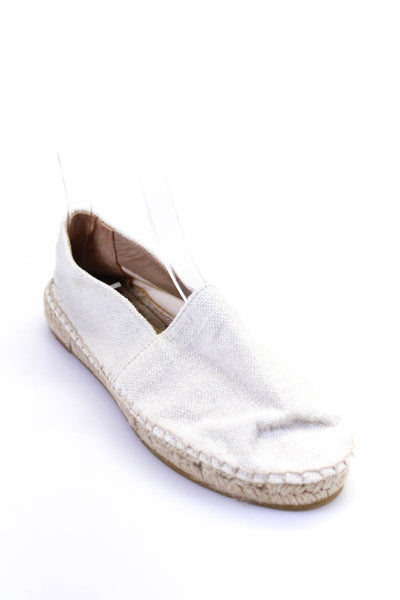 Nanos Womens Slip On Round Toe Espadrilles Loafers White Cotton Size 35