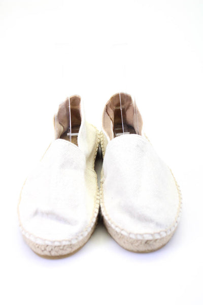 Nanos Womens Slip On Round Toe Espadrilles Loafers White Cotton Size 35