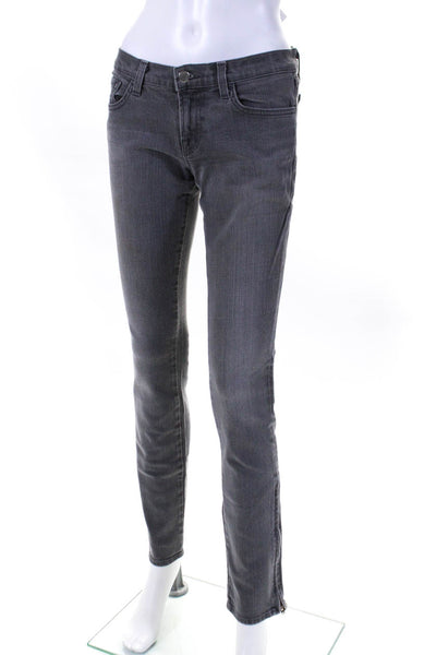 J Brand Womens Mid Rise Zipper Trim Skinny Ankle Jeans Gray Denim Size 27