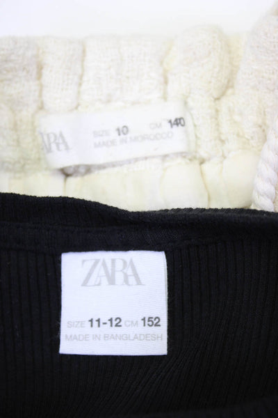 Zara Girls Long Sleeve Ruffled Shirts Shorts White Black Size 10-14 Lot 3