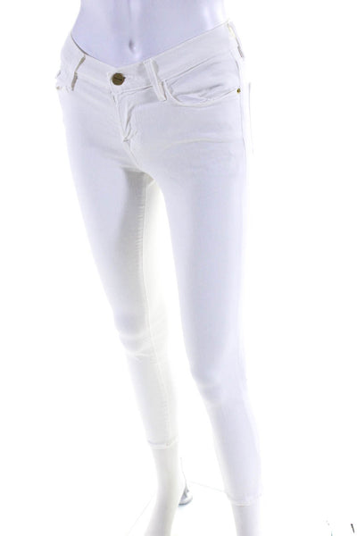 Frame Denim Womens Stretch Denim High Rise Skinny Jeans Pants White Size 26