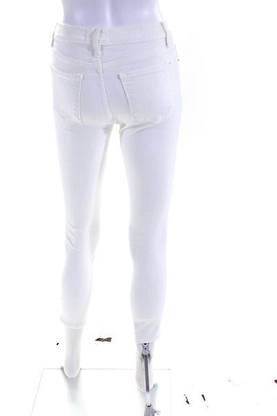 Frame Denim Womens Stretch Denim High Rise Skinny Jeans Pants White Size 26