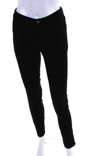 J Brand Womens Velvet Mid Rise Zip Up Slim Cut Pants Trousers Black Size 24