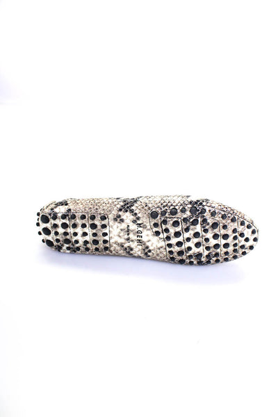 M.Gemi Womens Snakeskin Closed Toe Cap-Toe Slip-Ons Flat Loafers Beige Size 8