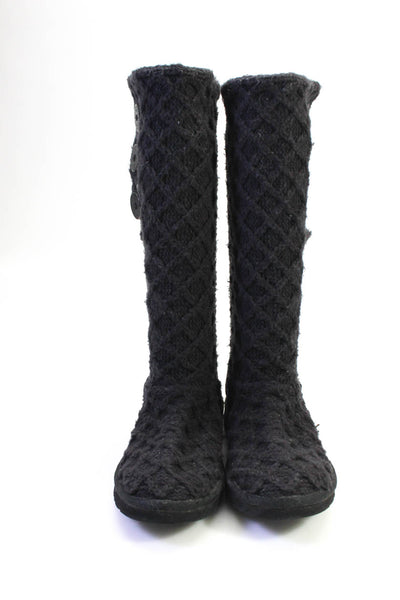 UGG Australia Womens Lattice Cardy Knit Tall Boots Black Size 8
