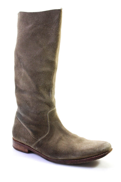 N.D.C. Womens Leather Suede Closed-Toe Low Block Heel Mid-Calf Boots Brown Size9