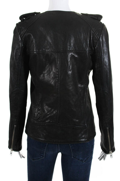 Etoile Isabel Marant Womens Leather Full Zipper Biker Jacket Black Size EUR 36