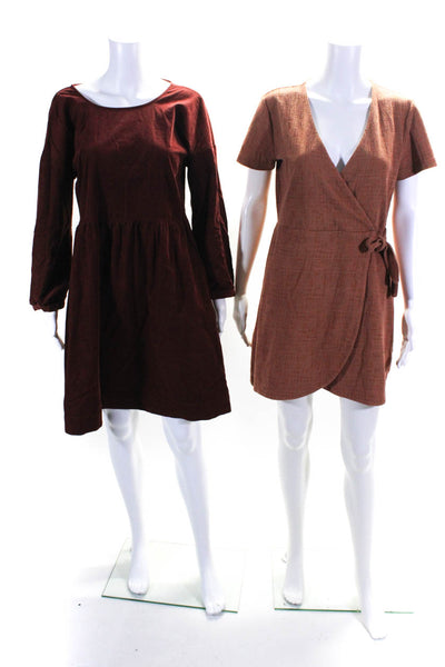 Texture & Thread Madewell Women's V-Neck Mini Dress Orange Size M Lot 2