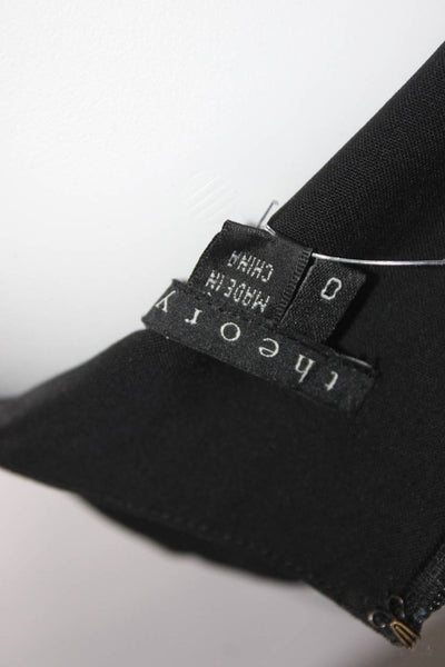 Theory Womens Wool Tied Belted Zipped Round Neck Sleeveless Dress Black Size 0