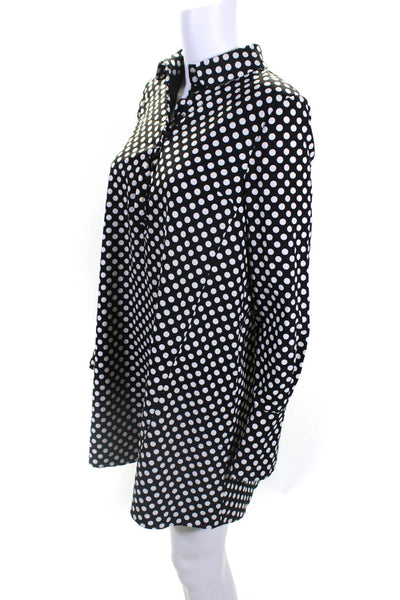 Essentiel Antwerp Womens Long Sleeve Collared Polka Dot Shift Dress Blue White 2