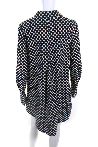 Essentiel Antwerp Womens Long Sleeve Collared Polka Dot Shift Dress Blue White 2