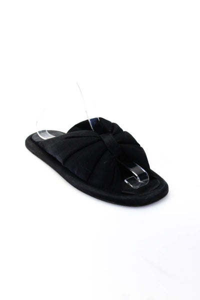 Balenciaga Womens Silk Quilted Single Strap Slide Sandals Black Size 38