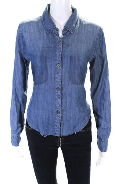 Rails Womens Chambray Collared Button Up Long Sleeve Blouse Top Blue Size XS