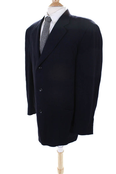 Canali Men's Collar Long Sleeves Line Three Button Jacket Blue Size 50