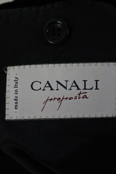 Canali Men's Collar Long Sleeves Line Three Button Jacket Blue Size 50