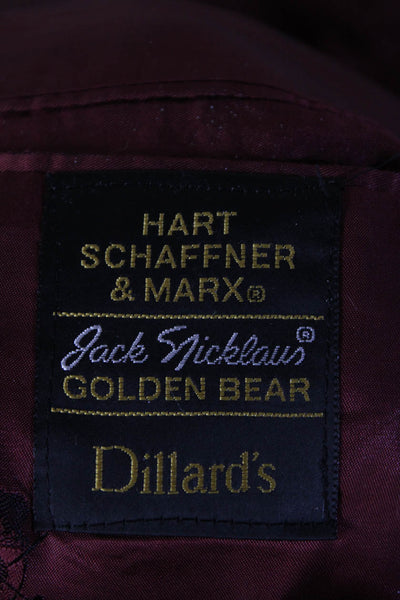 Hart Schaffner Marx Men's Collar Long Sleeves Line Jacket Burgundy Size 42