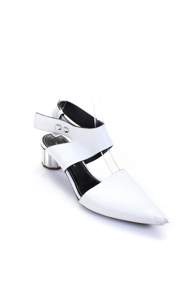 Proenza Schouler Womens Mirrored Block Heel Ankle Strap Pumps White Size 38