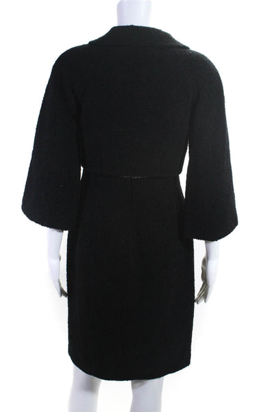 Kay Unger Womens Bell Sleeve Open Front Cropped Jacket + Skirt Set Black Size 4