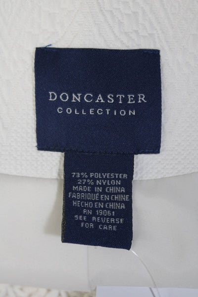 Doncaster Womens Embossed Long Sleeve Round Neck Mid-Length Jacket White Size 4
